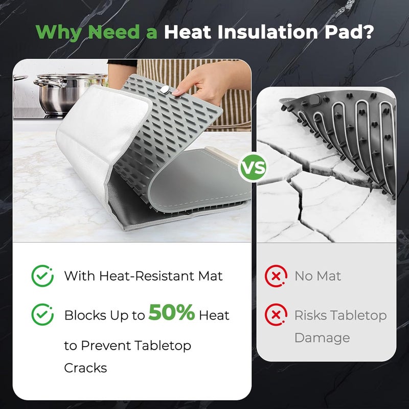 FYY Heat-Resistant Mat for Food Warming Mats - 23×15.4 inch Tables Protected, Up to 50% Temperature Block, Foldable and Space-Saving, Waterproof, Oil-Resistant (Not Include Food Warming Mat) - Image 3